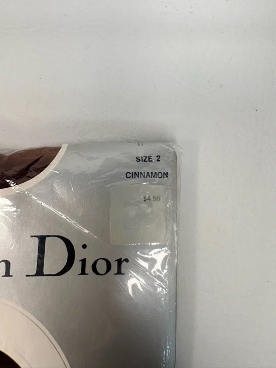 Vintage Christian Dior Diorissimo Pantyhose Size 2 Cinnamon Ultrasheer Sandal - Picture 4 of 6